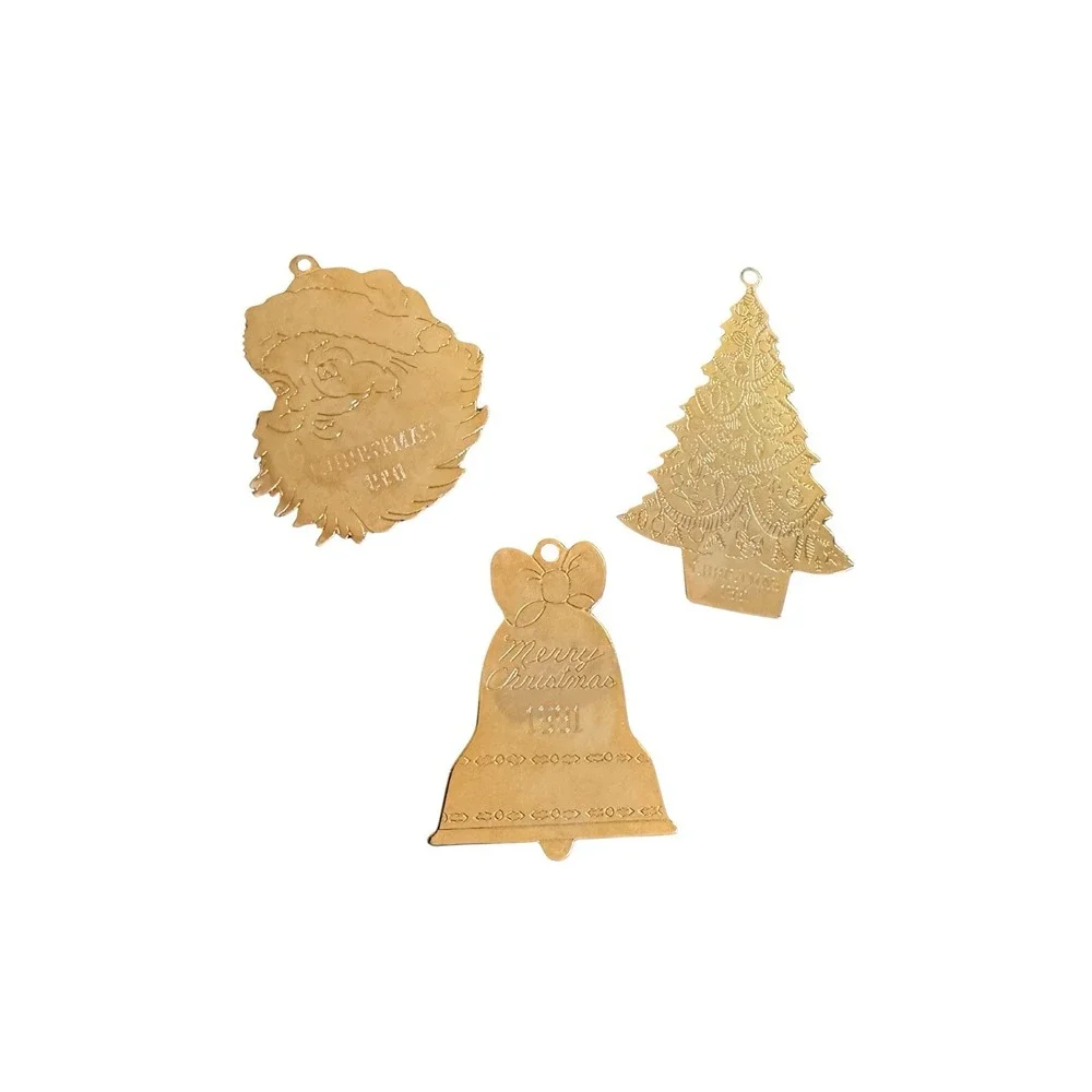 Vintage 1991 G.C. Duchin Christmas Ornaments Gold Tone Santa Bell Tree Lot 3
